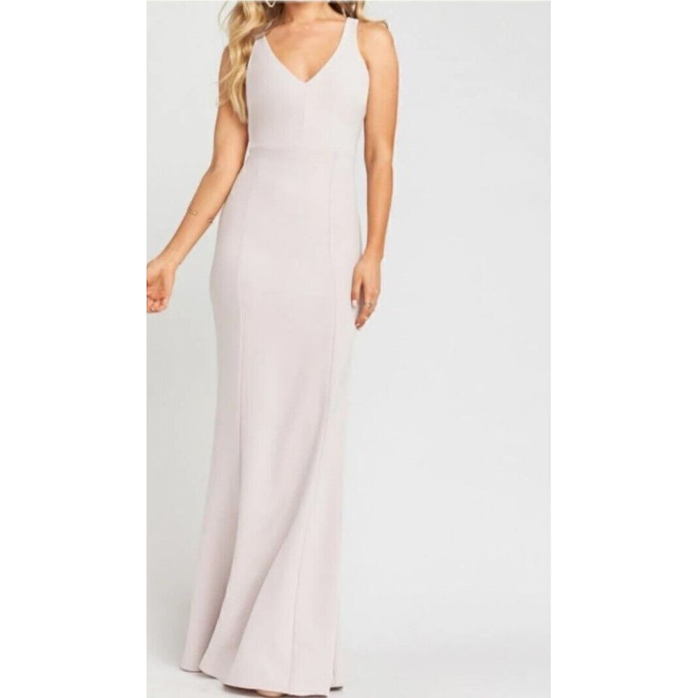 NEW! Show Me Your Mumu Morgan Stretch Crepe Gown Dress In Oyster Size Small $198